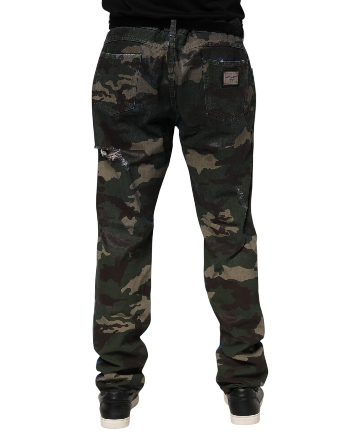 Jeans en jean camouflage bleu en coton de Dolce &amp; Gabbana