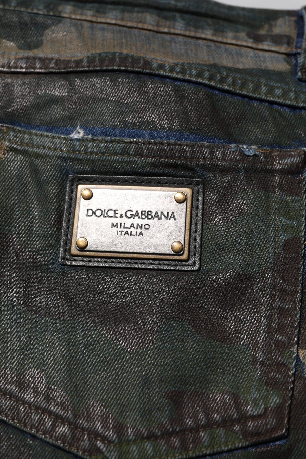 Jeans en jean camouflage bleu en coton de Dolce &amp; Gabbana
