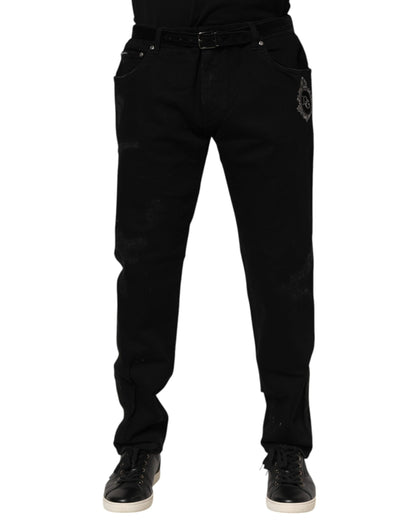 Jean slim en coton noir pour homme de Dolce &amp; Gabbana