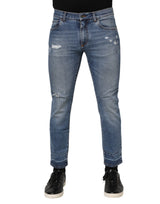 Jeans en jean COMFORT Dolce &amp; Gabbana en coton bleu avec plaque logo.
