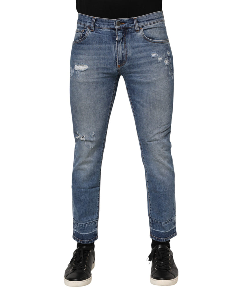 Dolce &amp; Gabbana comfort jeans van blauw katoen met logo-plaatje