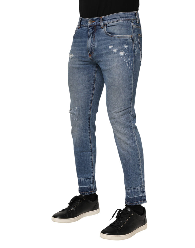 Dolce &amp; Gabbana comfort jeans van blauw katoen met logo-plaatje