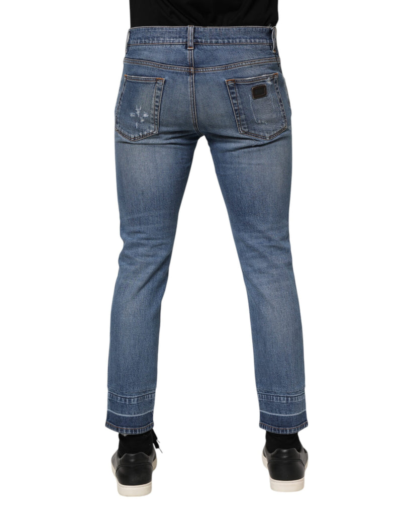 Dolce &amp; Gabbana comfort jeans van blauw katoen met logo-plaatje