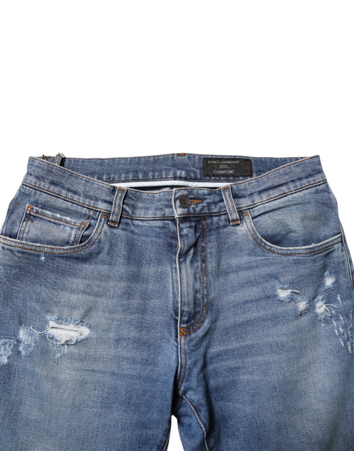 Jeans en jean COMFORT Dolce &amp; Gabbana en coton bleu avec plaque logo.
