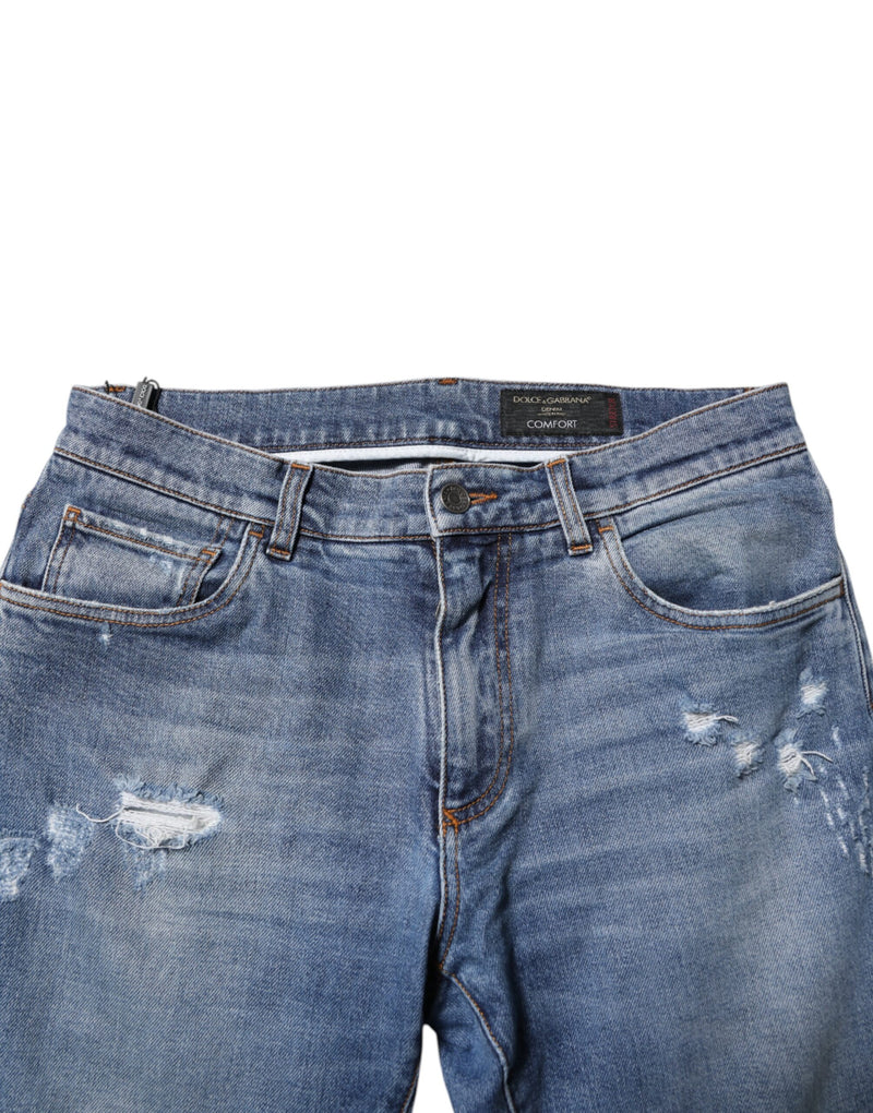 Dolce &amp; Gabbana comfort jeans van blauw katoen met logo-plaatje