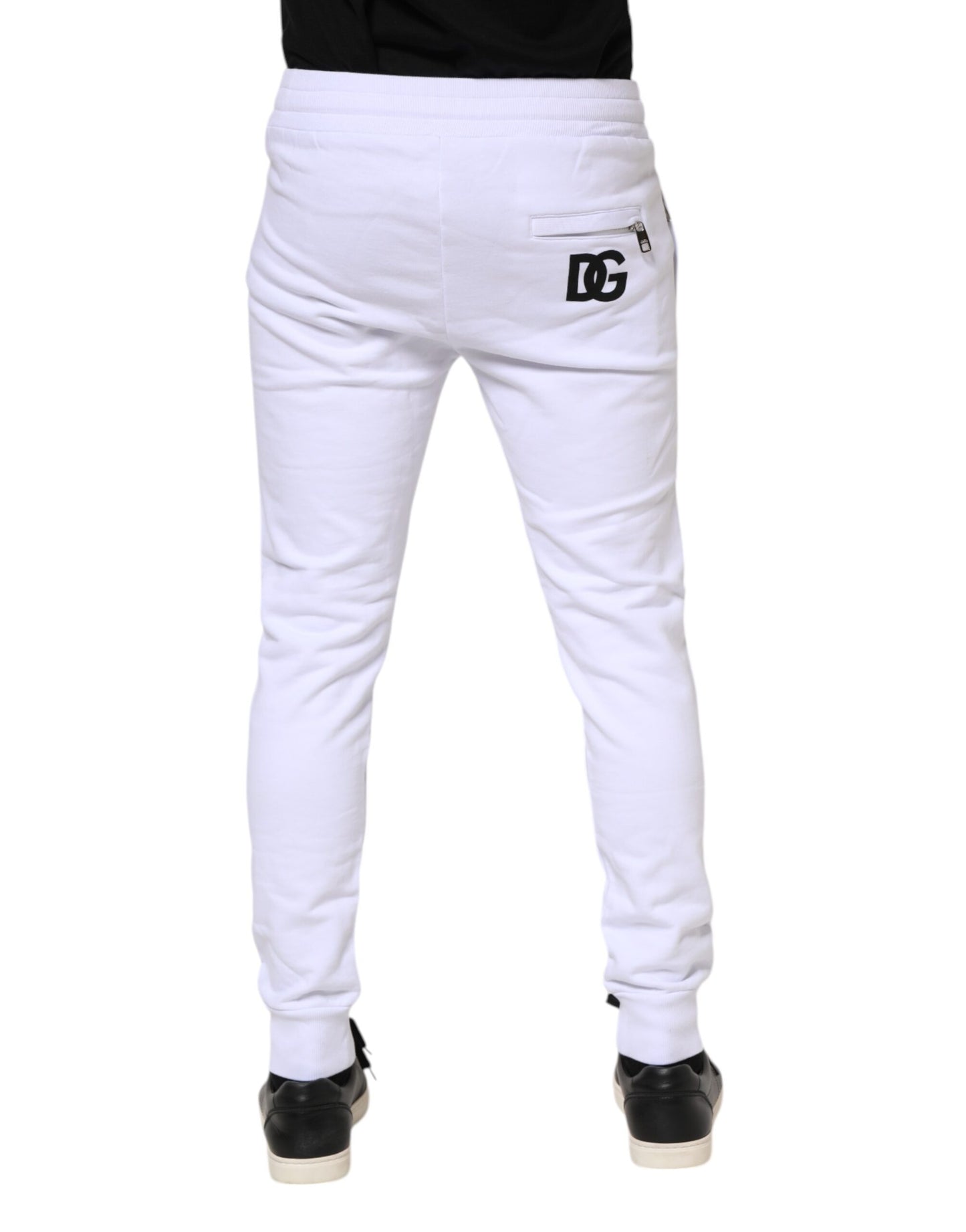 Dolce & Gabbana White Cotton Drawstring Jogger Pants