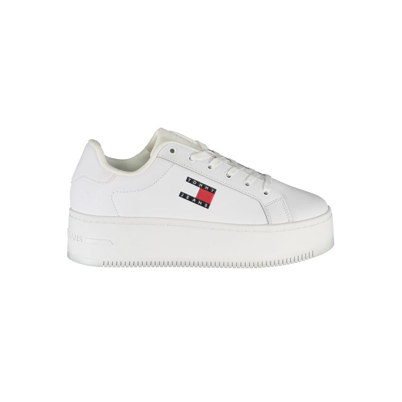 Tommy Hilfiger Women's White Polyester Wedge Sneaker - Stylish Comfort
