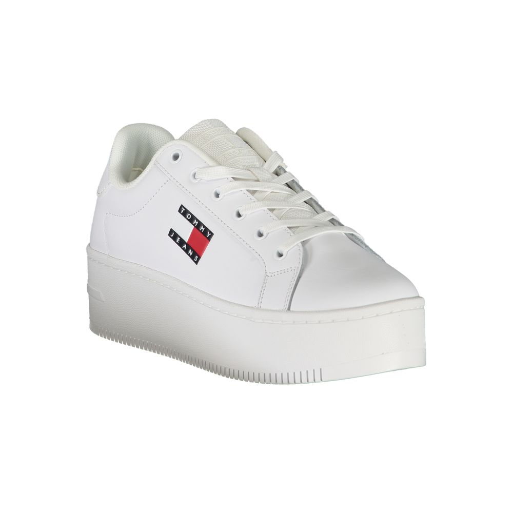 Tommy Hilfiger Women's White Polyester Wedge Sneaker - Stylish Comfort