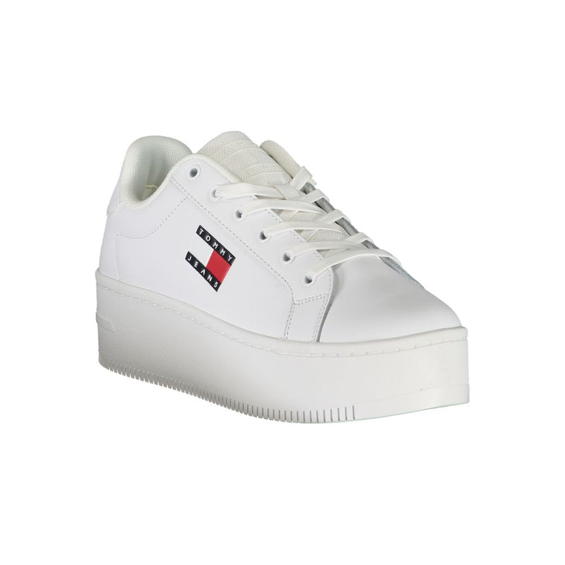 Tommy Hilfiger Women's White Polyester Wedge Sneaker - Stylish Comfort