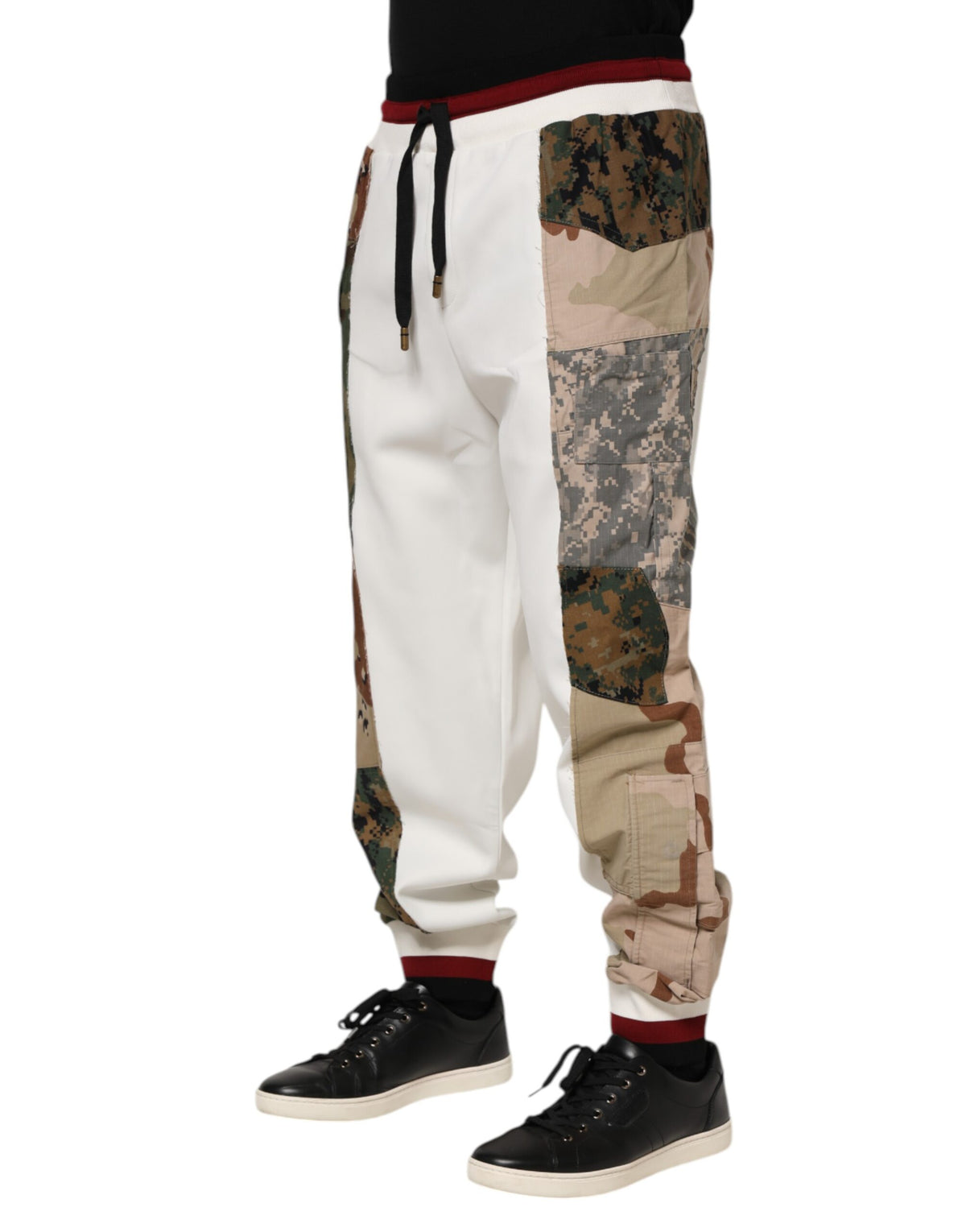 Pantalon de jogging homme blanc à patchwork Dolce &amp; Gabbana
