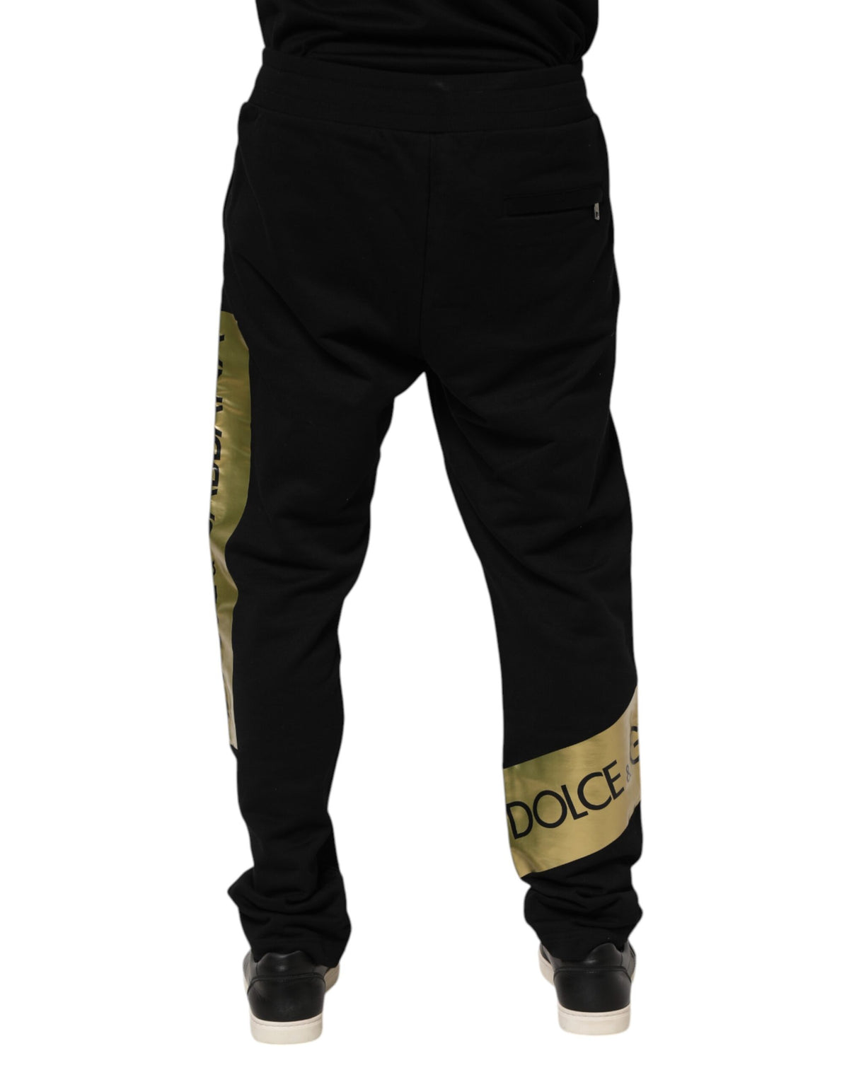 Pantalon de jogging homme en coton noir avec logo à bande de Dolce &amp; Gabbana