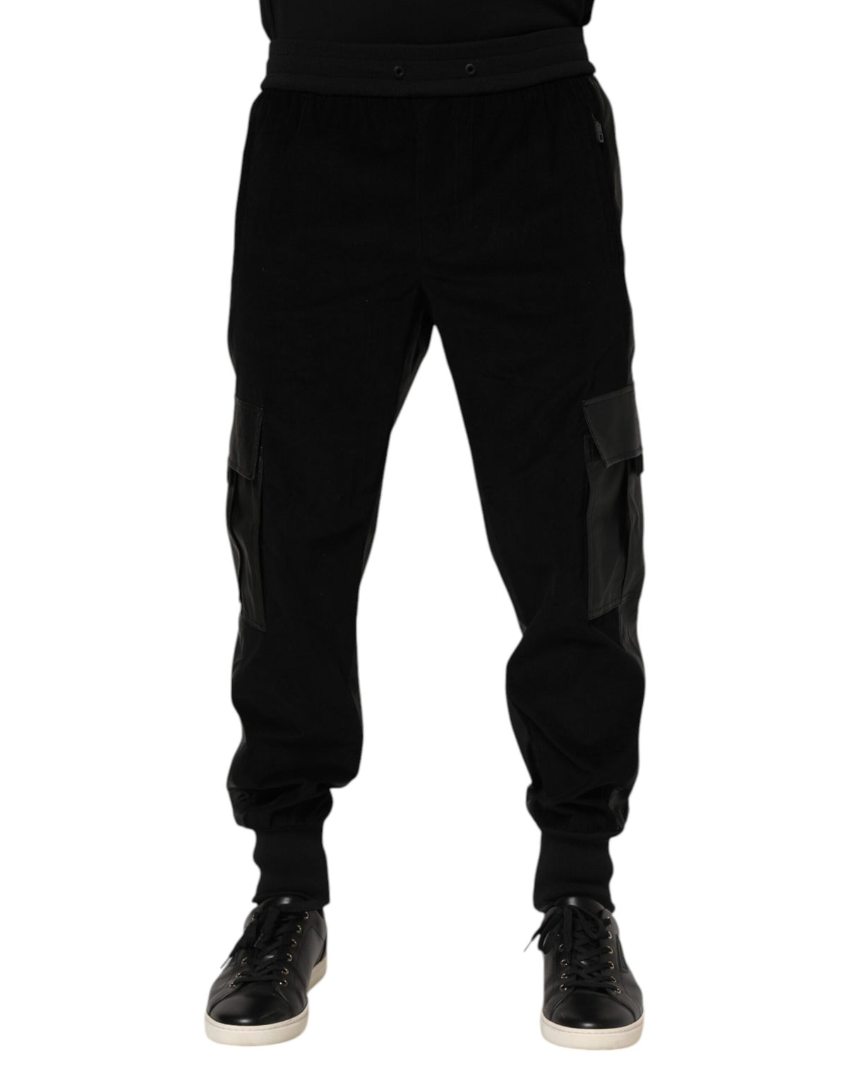 Pantalon cargo jogger noir en coton Dolce &amp; Gabbana pour homme
