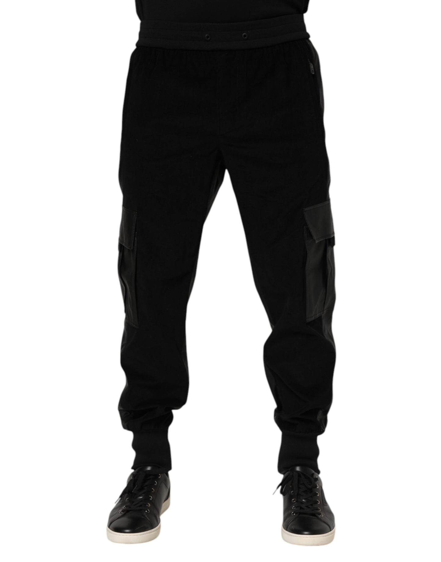 Pantalon cargo jogger noir en coton Dolce &amp; Gabbana pour homme