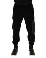 Pantalon cargo jogger noir en coton Dolce &amp; Gabbana pour homme