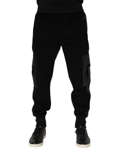 Pantalon cargo jogger noir en coton Dolce &amp; Gabbana pour homme