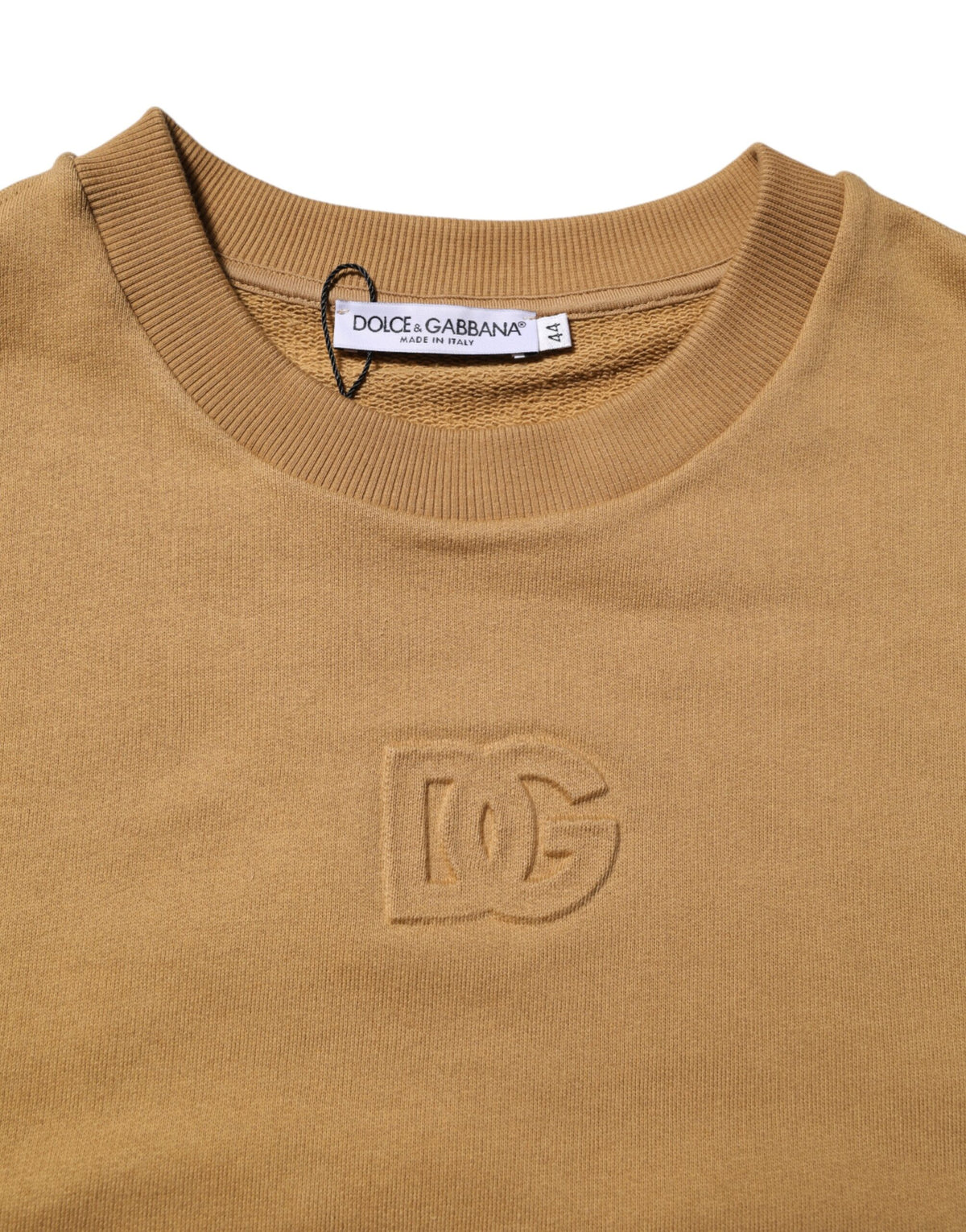 Pull en coton moutarde à logo DG en relief de Dolce &amp; Gabbana