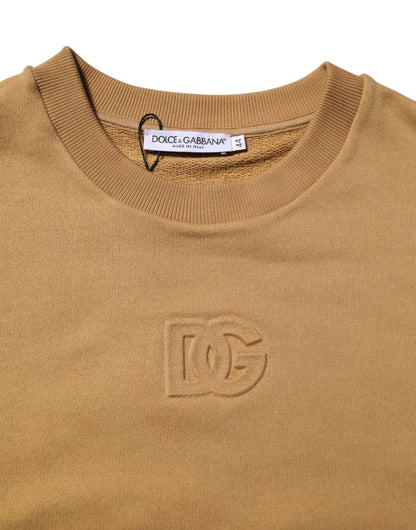 Dolce & Gabbana Mustard Cotton DG Embossed Pullover Sweater