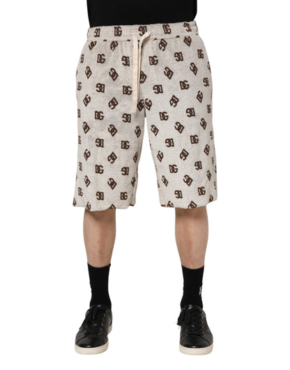 Shorts Bermuda pour homme en coton blanc avec imprimé DG Mania de Dolce &amp; Gabbana