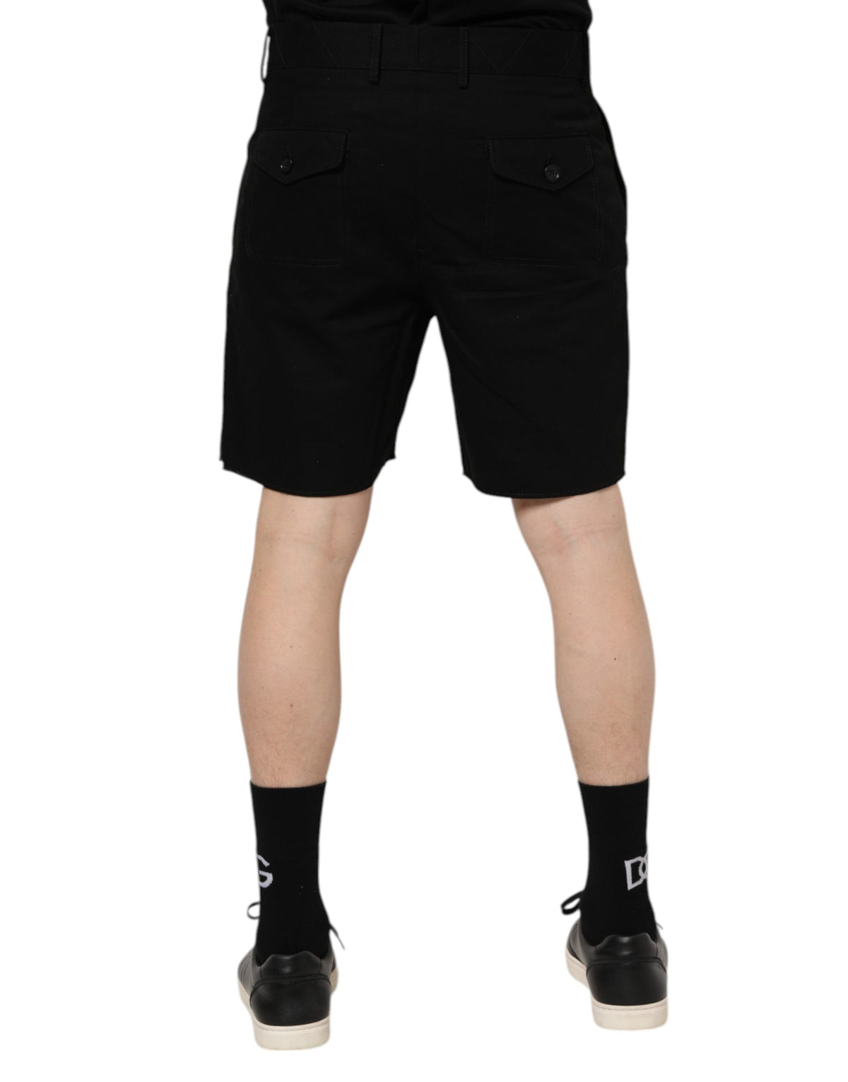 Shorts Bermuda pour homme en coton noir, longueur genou, Dolce &amp; Gabbana