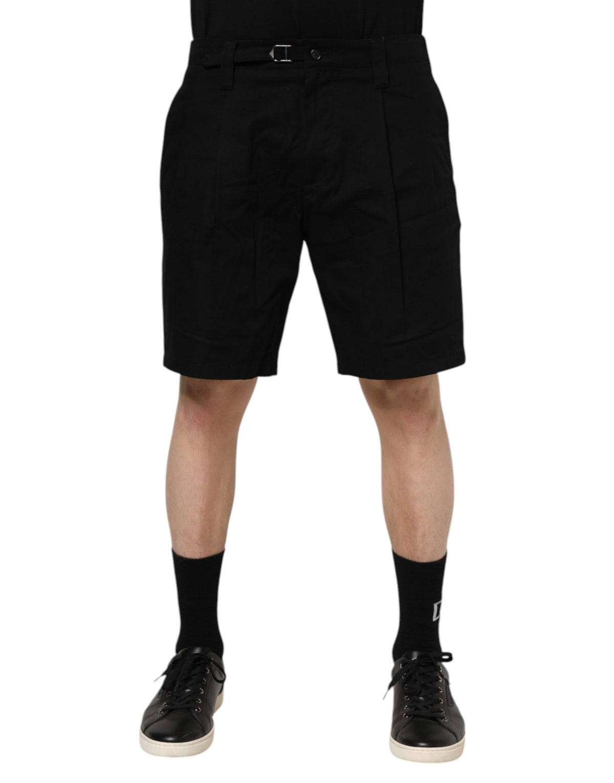 Shorts Bermuda pour homme en coton noir, longueur genou, Dolce &amp; Gabbana
