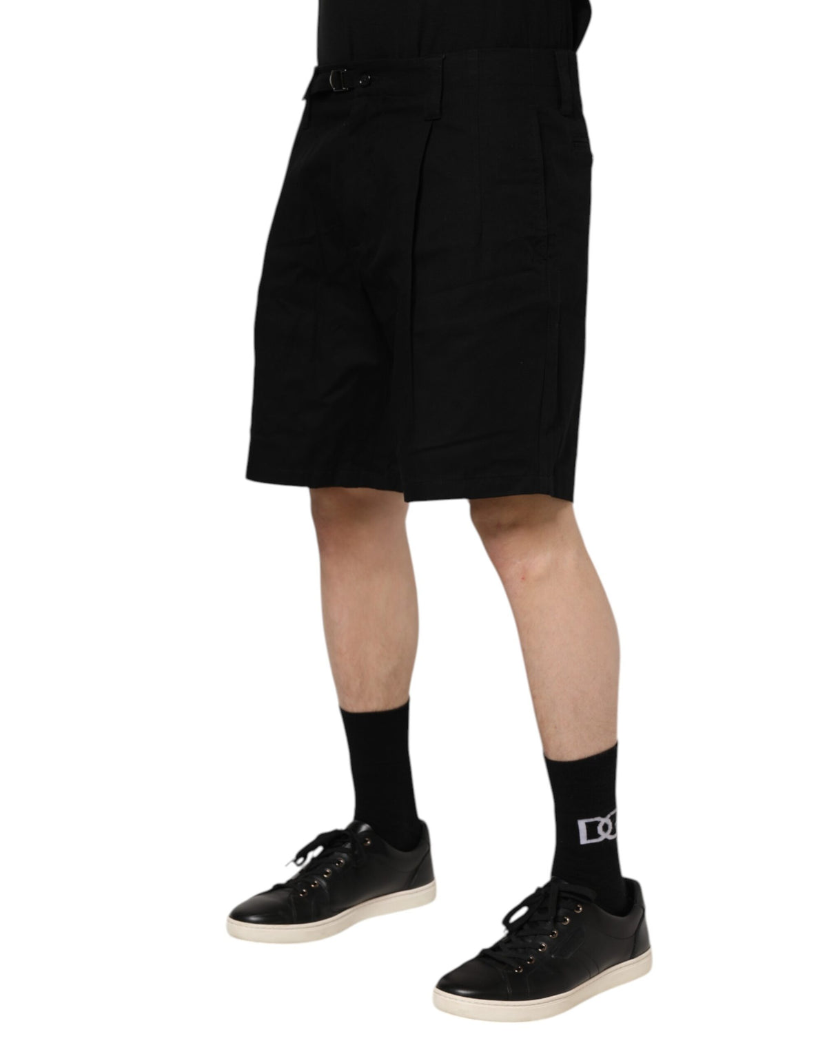 Shorts Bermuda pour homme en coton noir, longueur genou, Dolce &amp; Gabbana