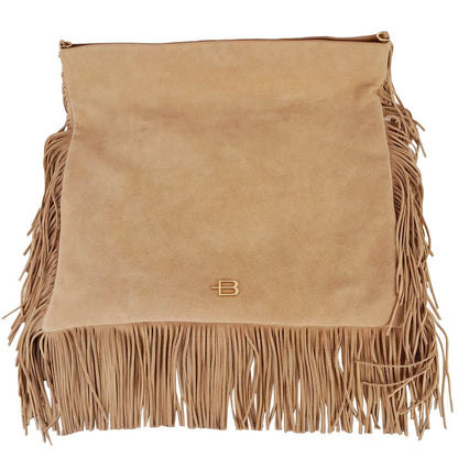 Sac à main porté épaule en cuir de veau beige pour femme, modèle Trend de Baldinini.
