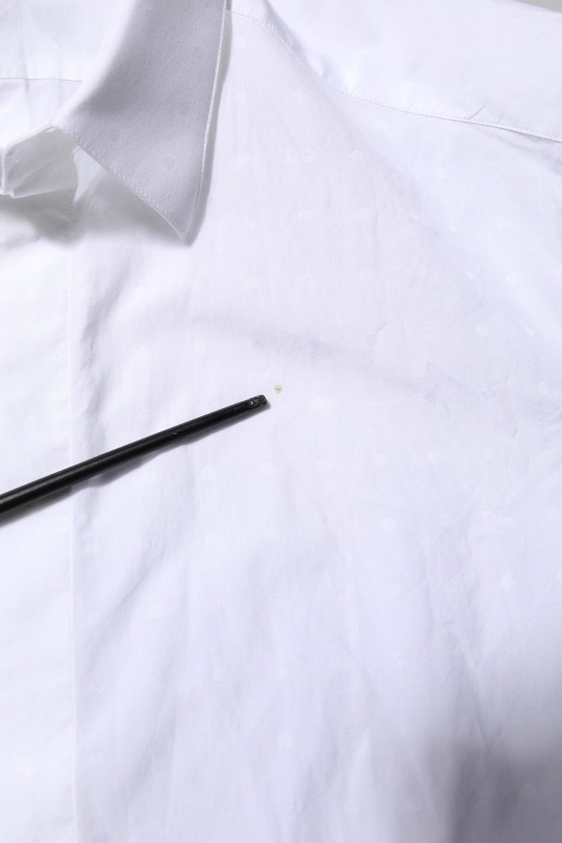 Dolce & Gabbana White Cotton GOLD Dress Formal Shirt