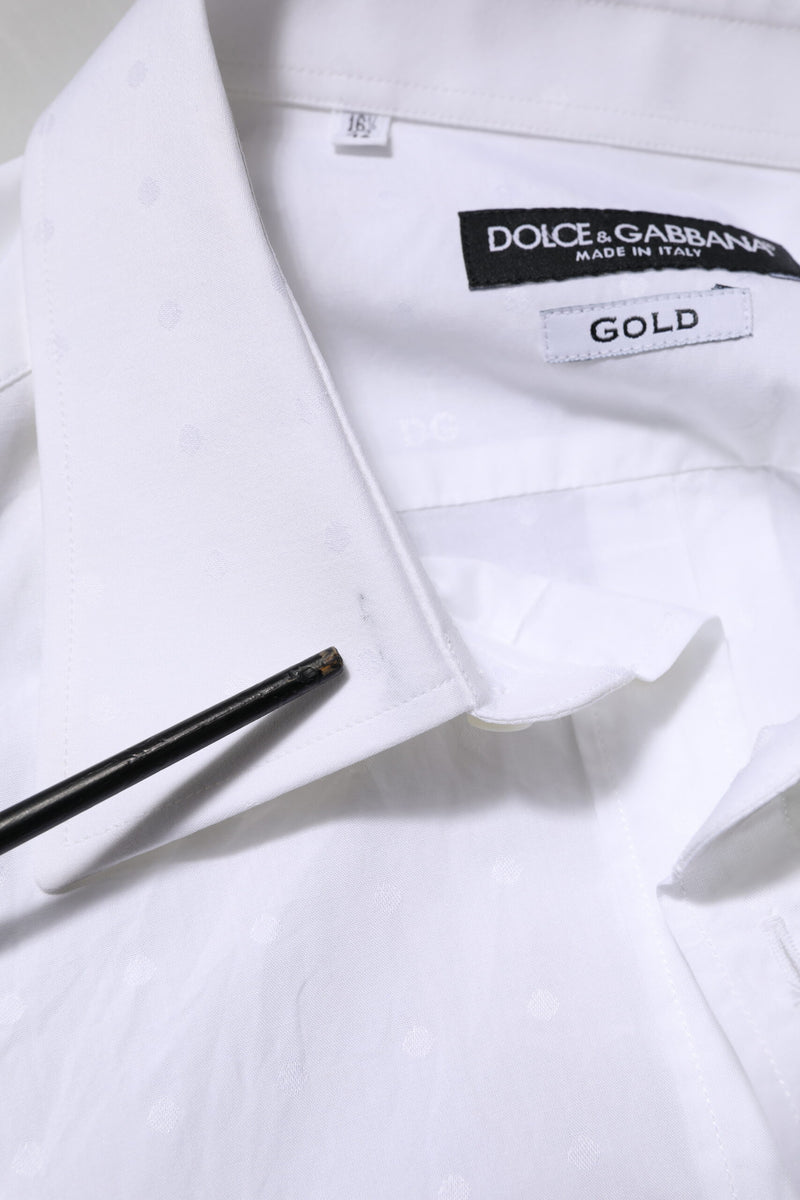 Chemise habillée blanche en coton doré Dolce &amp; Gabbana