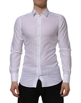 Chemise habillée à manches longues en coton blanc doré de Dolce &amp; Gabbana