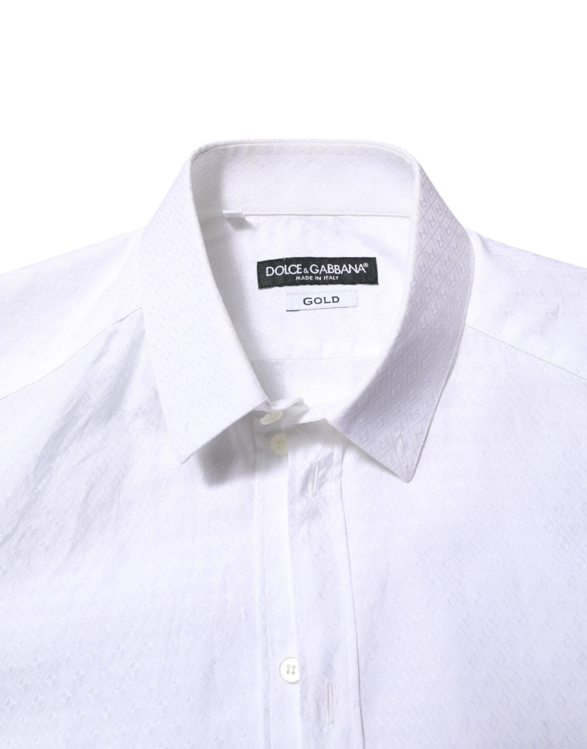 Chemise habillée à manches longues en coton blanc doré de Dolce &amp; Gabbana