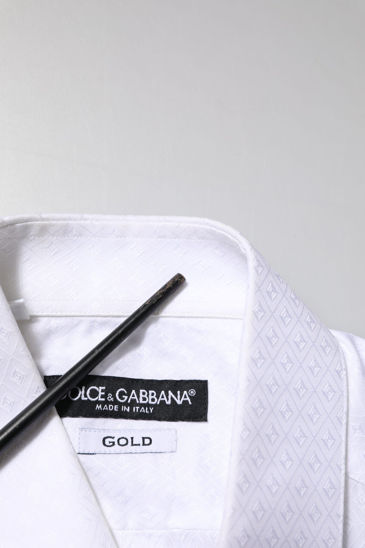 Chemise habillée à manches longues en coton blanc doré de Dolce &amp; Gabbana