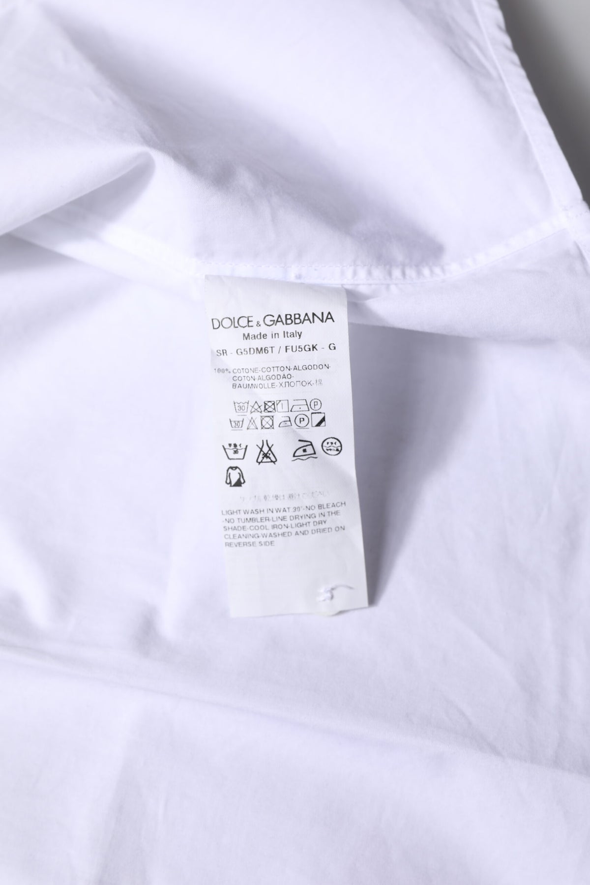 Chemise habillée à manches longues en coton blanc doré de Dolce &amp; Gabbana