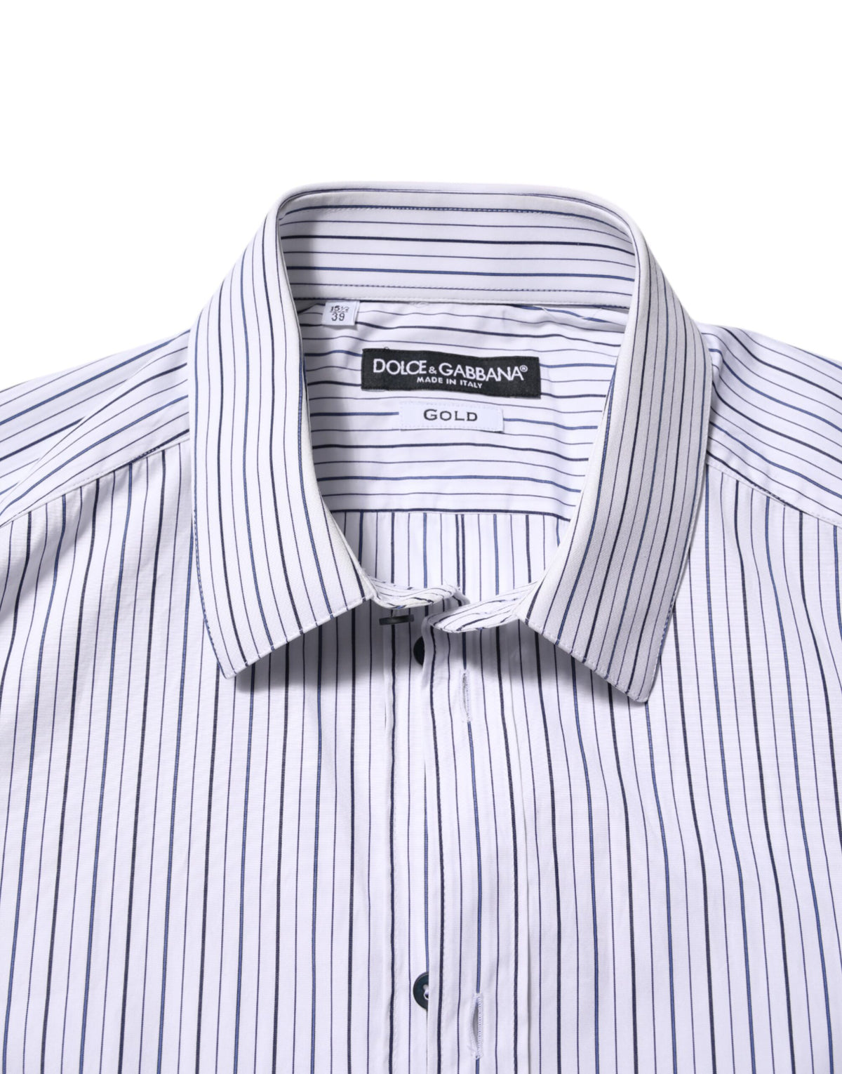 Chemise habillée en coton rayé blanc et bleu, dorée, Dolce &amp; Gabbana