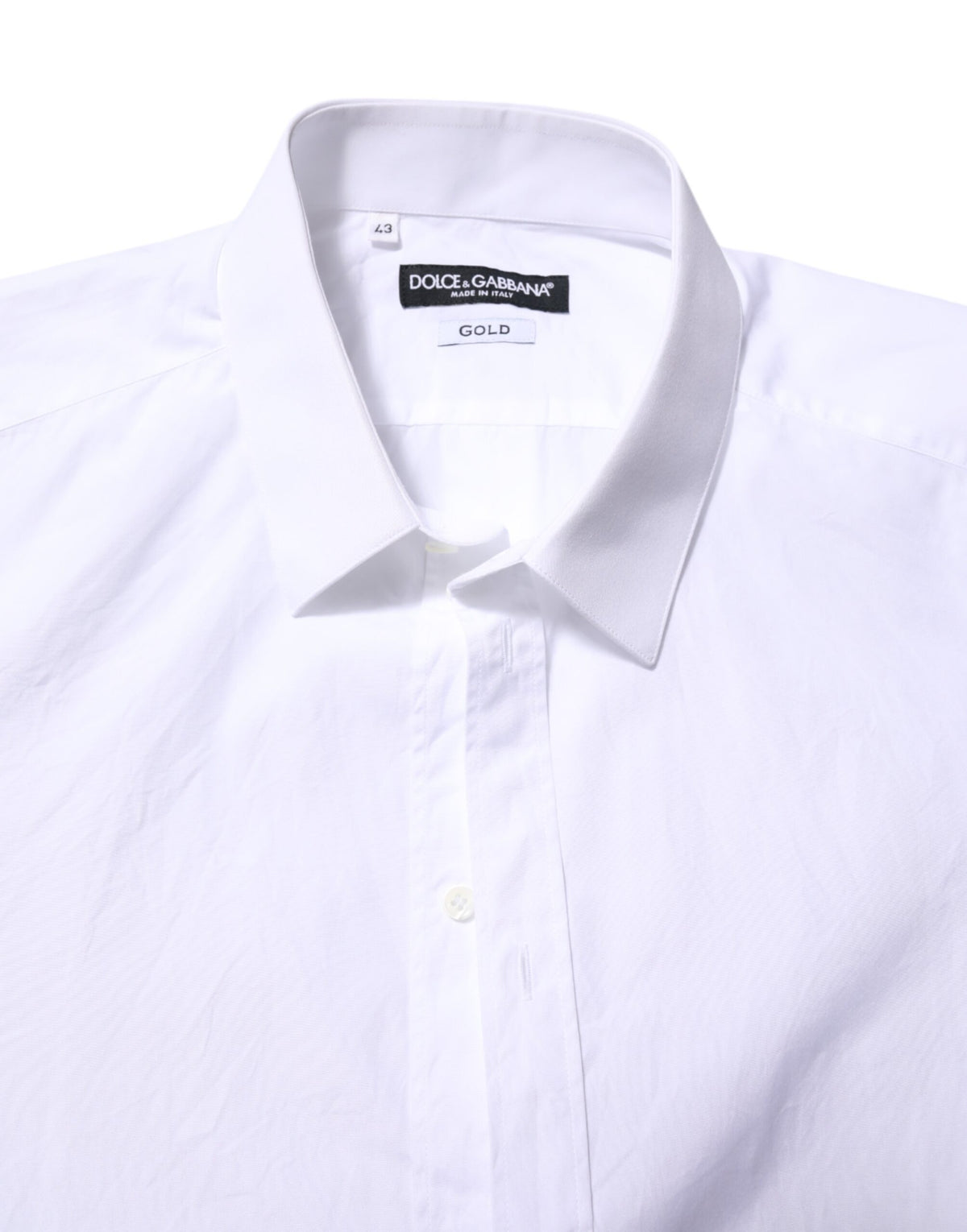 Chemise habillée à manches longues en coton blanc doré de Dolce &amp; Gabbana