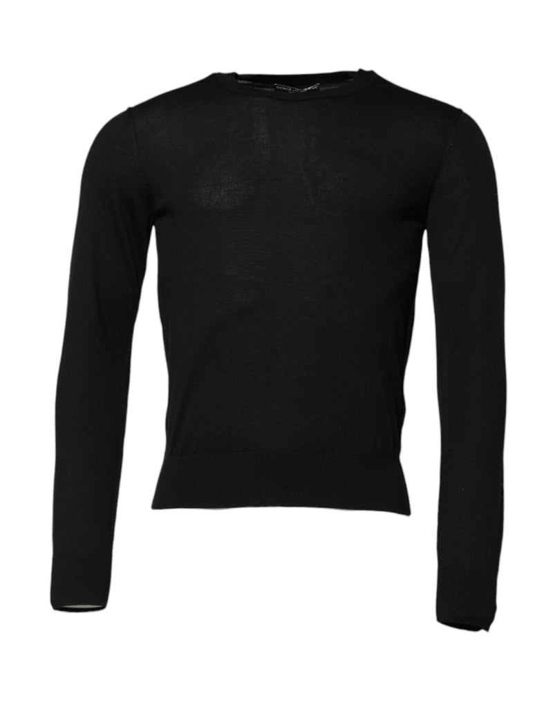 Dolce &amp; Gabbana zwart kashmir crewneck t-shirt met lange mouwen