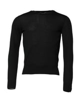 T-shirt à manches longues en cachemire noir à col rond de Dolce &amp; Gabbana