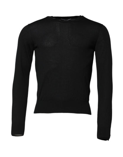 T-shirt à manches longues en cachemire noir à col rond de Dolce &amp; Gabbana