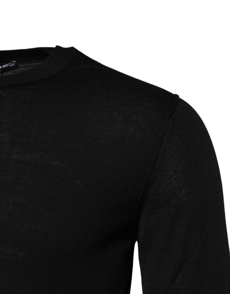 Dolce &amp; Gabbana zwart kashmir crewneck t-shirt met lange mouwen