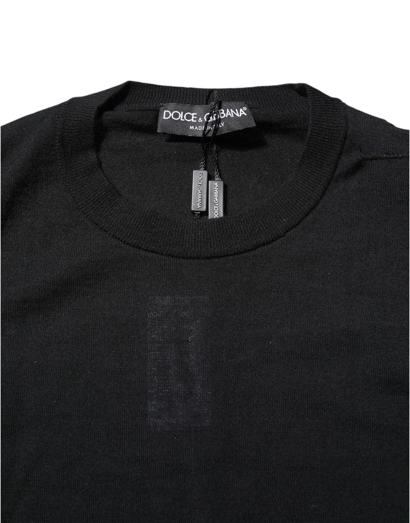 Dolce &amp; Gabbana zwart kashmir crewneck t-shirt met lange mouwen