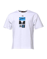 T-shirt en coton blanc à col rond avec imprimé graphique de Dolce &amp; Gabbana