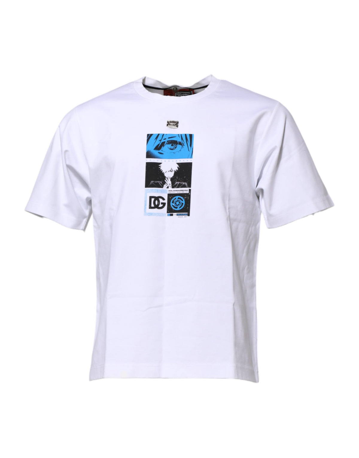 T-shirt en coton blanc à col rond avec imprimé graphique de Dolce &amp; Gabbana
