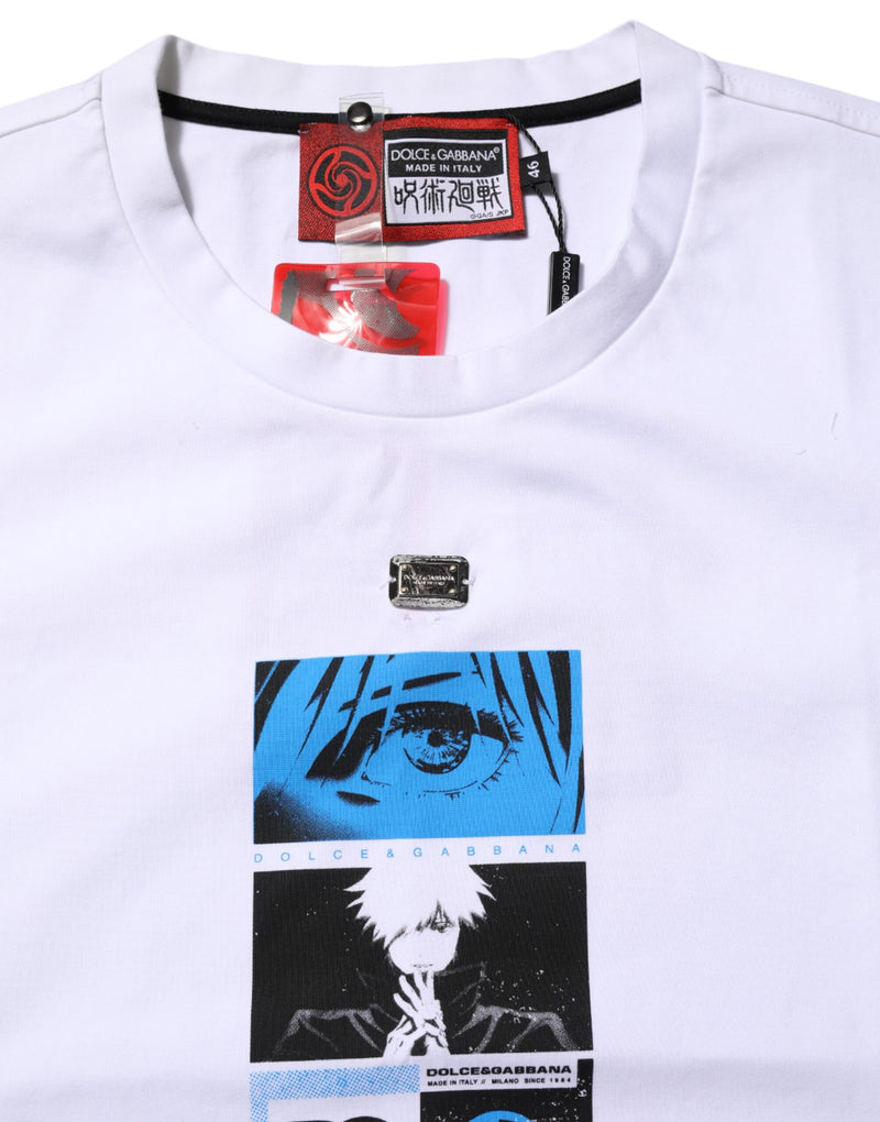 Dolce &amp; Gabbana wit katoenen T-shirt met ronde hals en grafische print