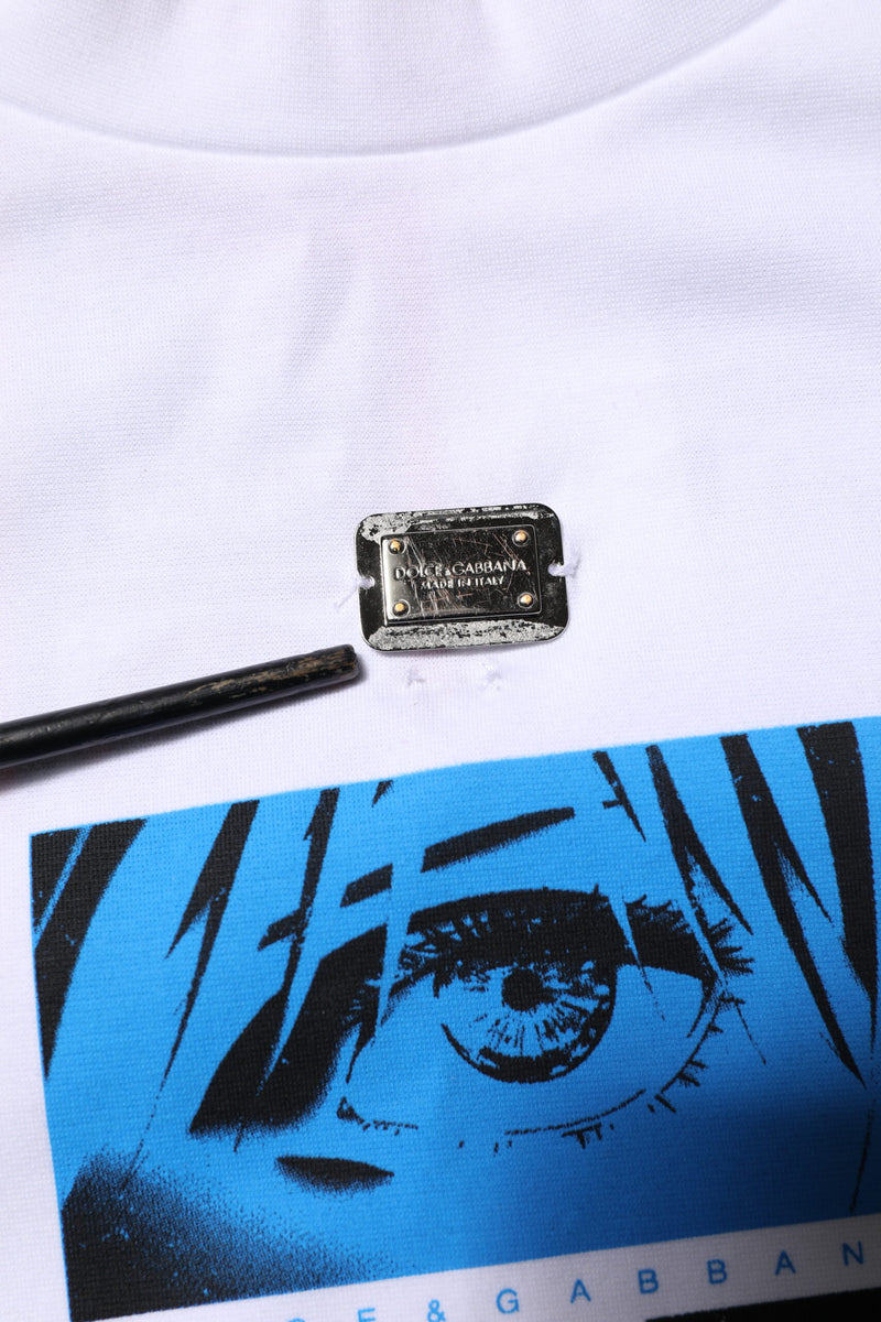 Dolce &amp; Gabbana wit katoenen T-shirt met ronde hals en grafische print