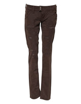 CYCLE Brown Cotton Low Waist Skinny Casual Jeans