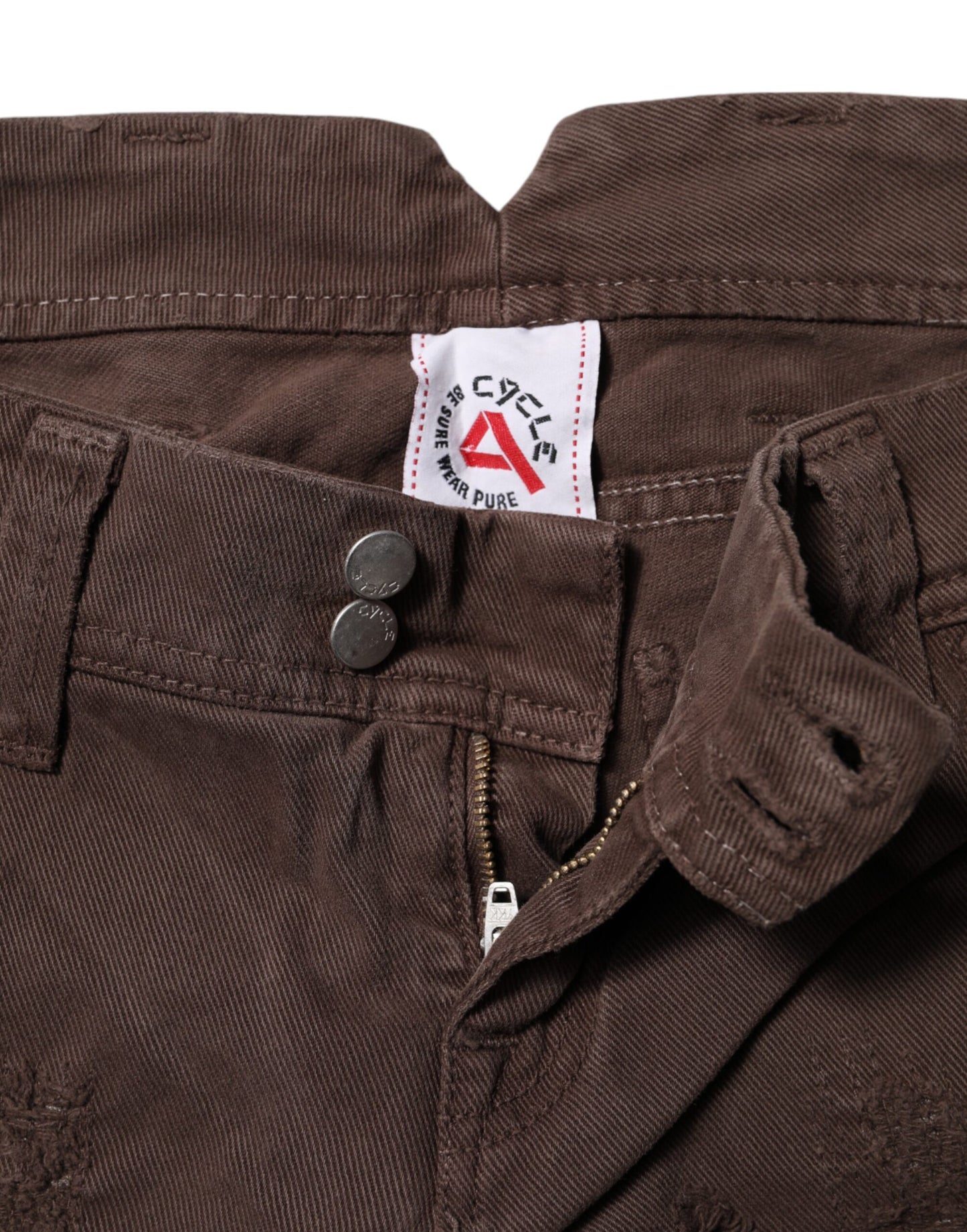 Jeans décontractés taille basse et coupe skinny en coton brun de la marque CYCLE