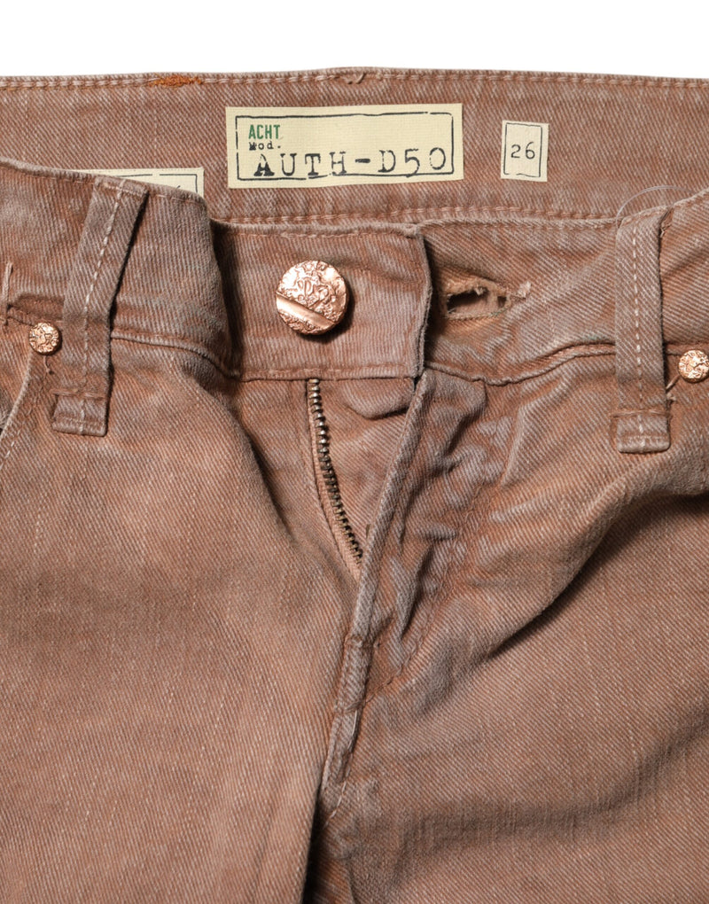Acht Brown Cotton Slim Fit Denim Low Waist Jeans