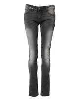 Acht Dark Gray Cotton Slim Fit Low Waist Denim Jeans