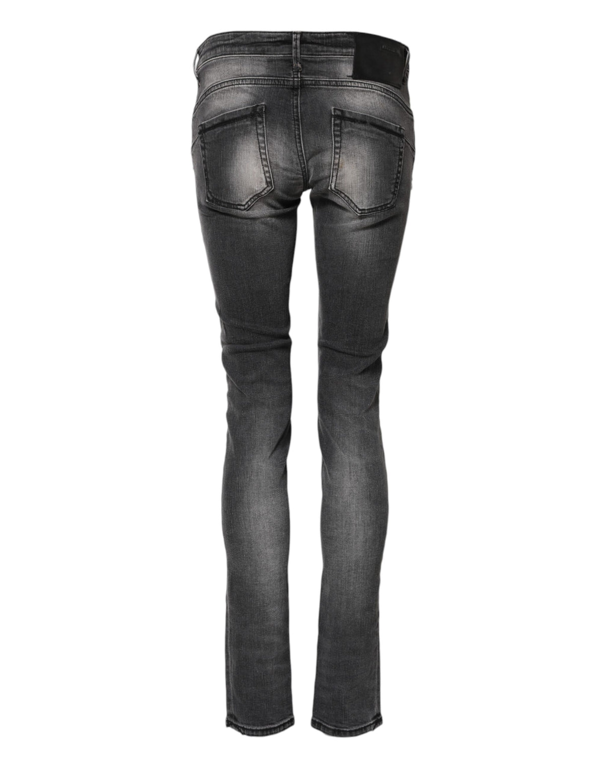 Acht Dark Gray Cotton Slim Fit Low Waist Denim Jeans