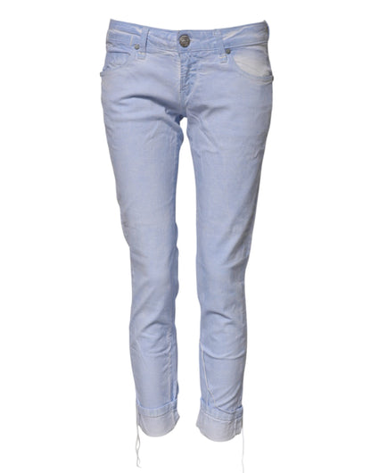 Jeans en jean slim taille basse en coton bleu clair Acht