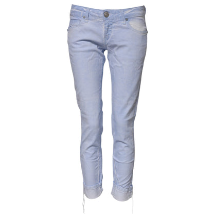 Jeans en jean slim taille basse en coton bleu clair Acht